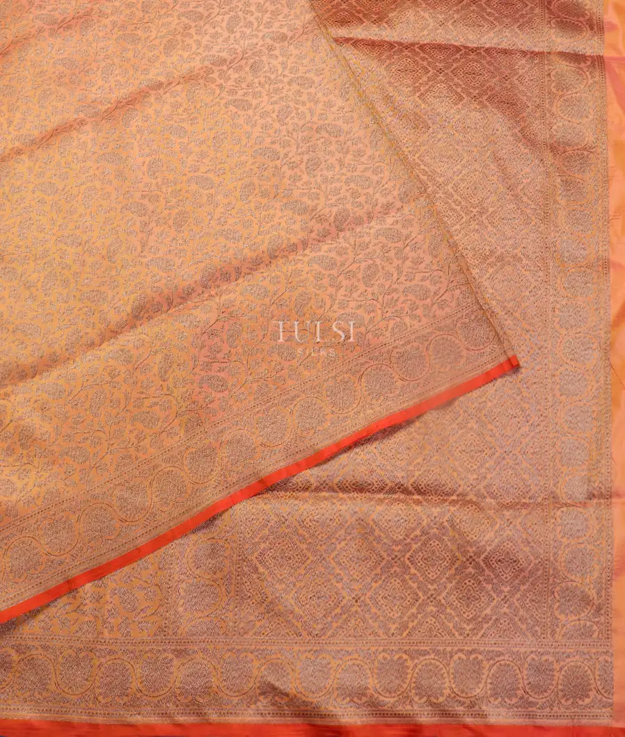 Light Yellowish Orange Banaras Silk Saree T5312792