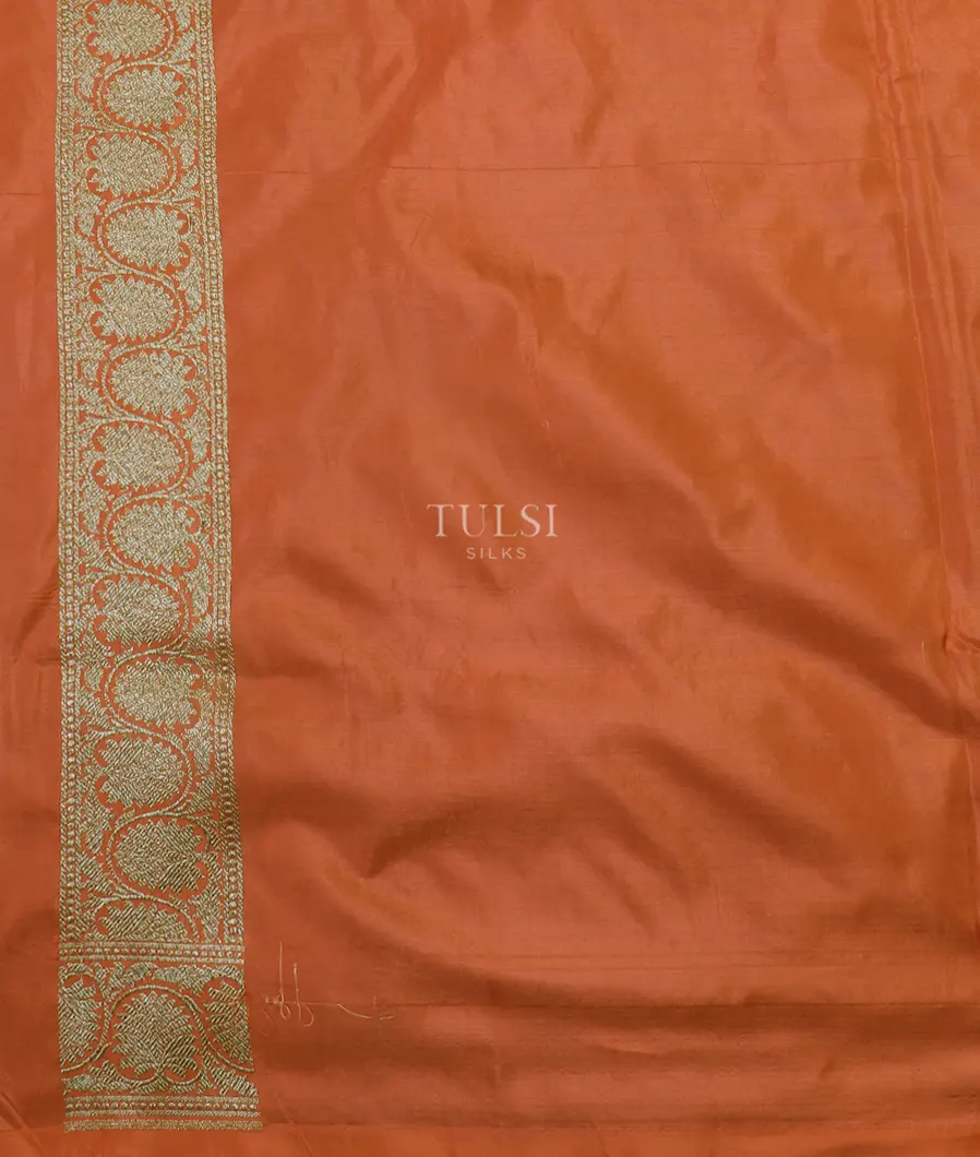 Light Yellowish Orange Banaras Silk Saree T5312793