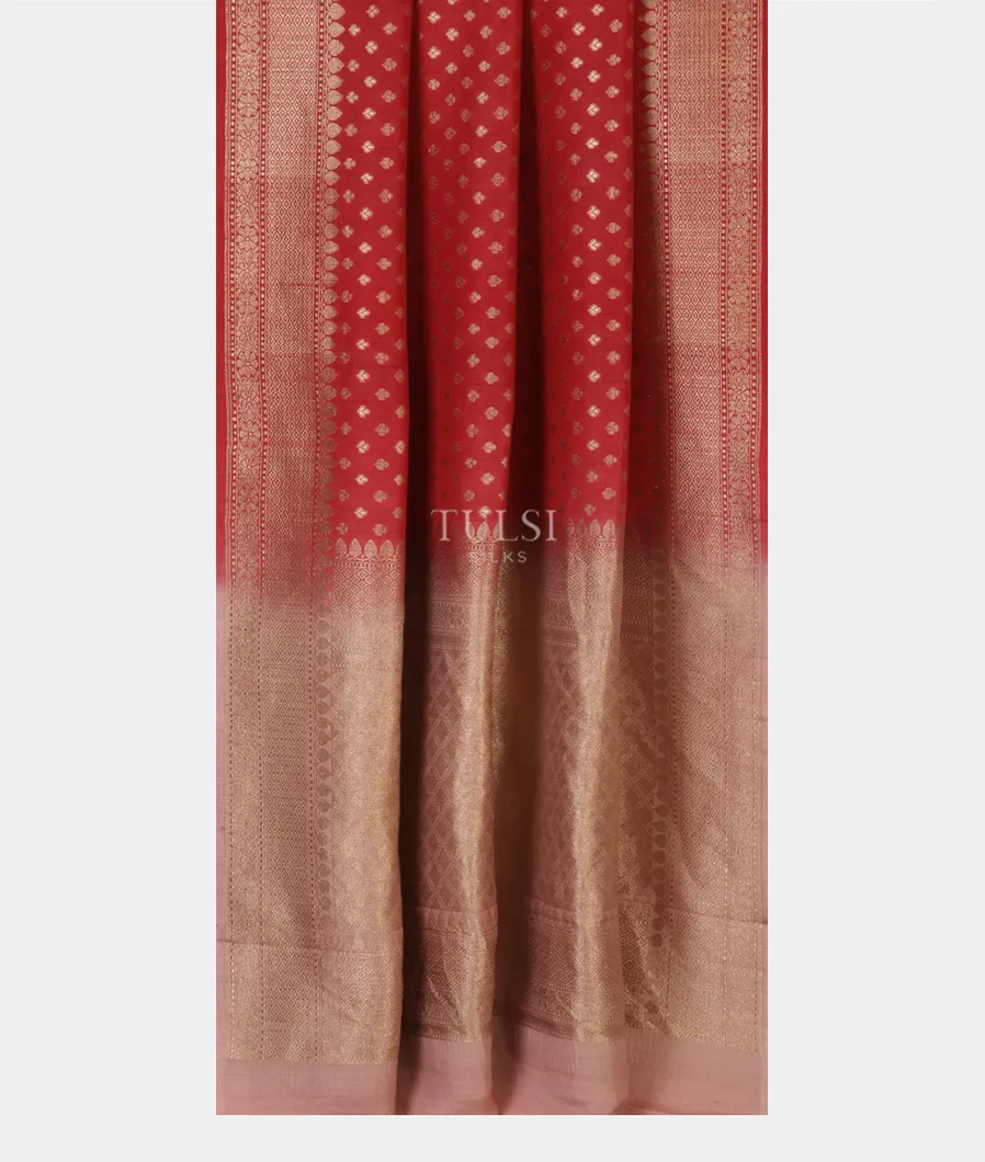 Red Banaras Tussar Georgette Saree T5064892