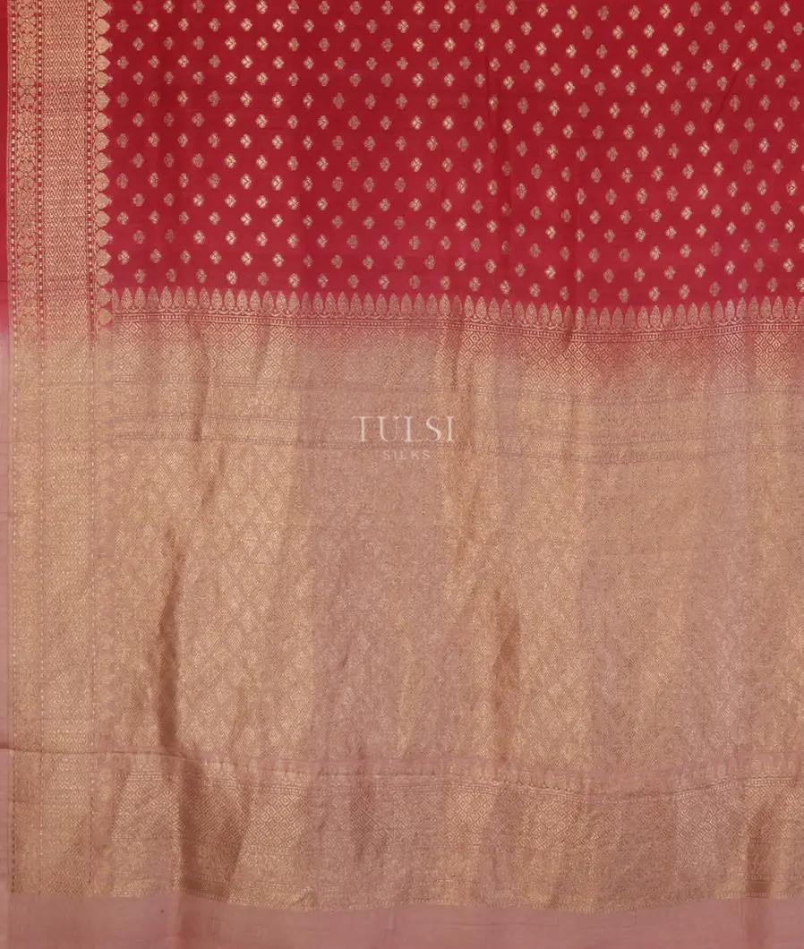 Red Banaras Tussar Georgette Saree T5064894