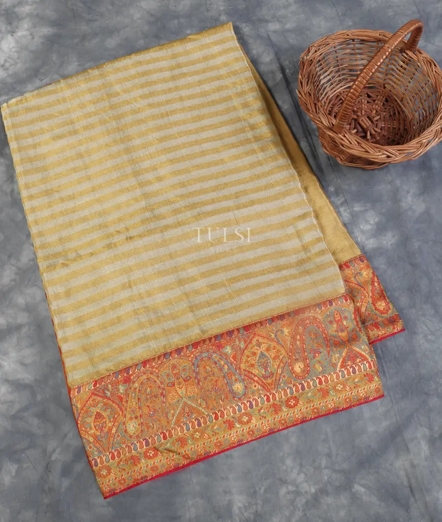 Gold and Silver Kashmir Kani Tissue Silk Saree T529907-image
