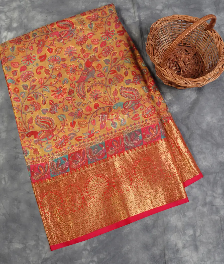Light Yellow Kashmir Kani Silk Saree T529908-image