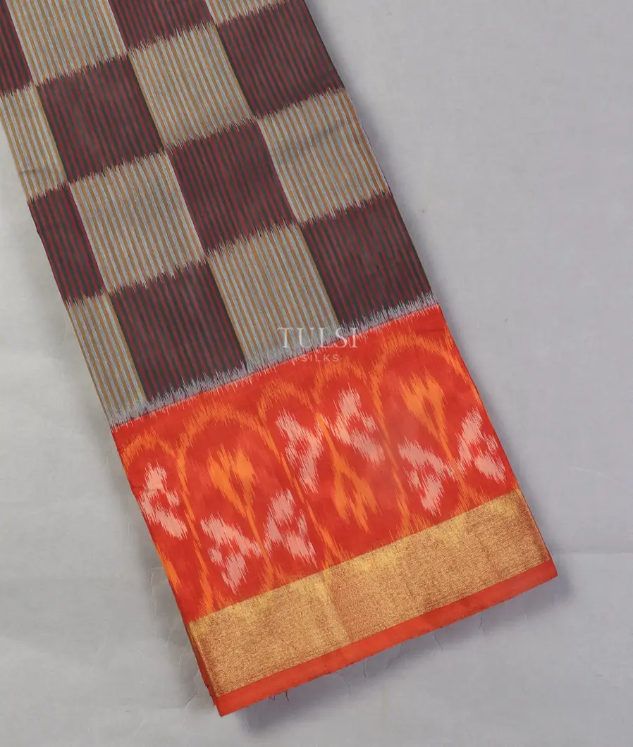 Black And Grey Pochampalli Silk Cotton Saree T526463-image