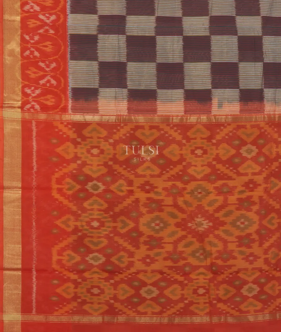 Black And Grey Pochampalli Silk Cotton Saree T5264634