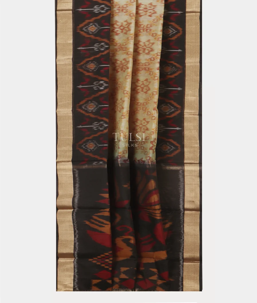 Beige Pochampalli Silk Cotton Saree T5264072