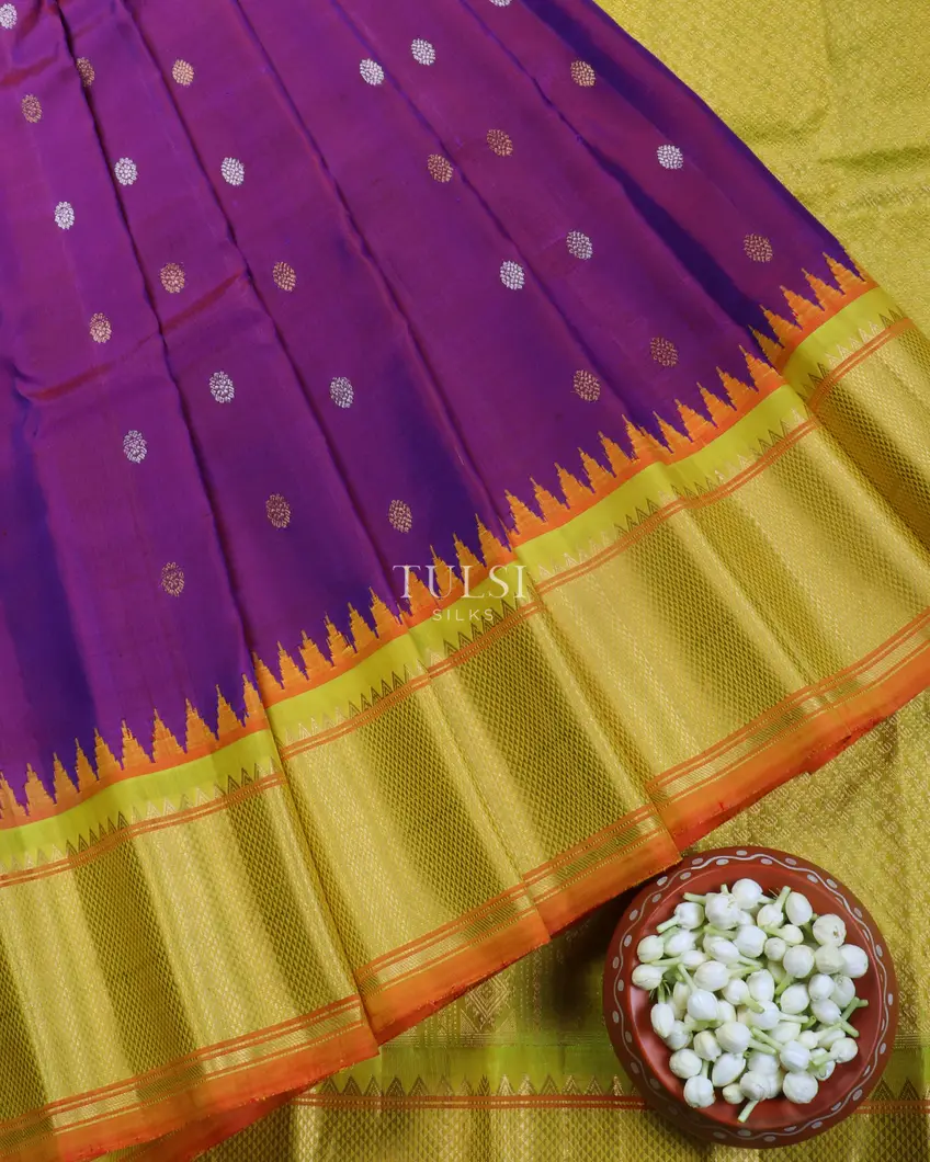 Purple Gadwal Silk Saree T5052444