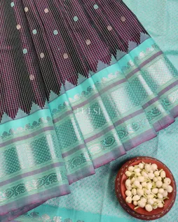 Purple Gadwal Silk Saree T5158092