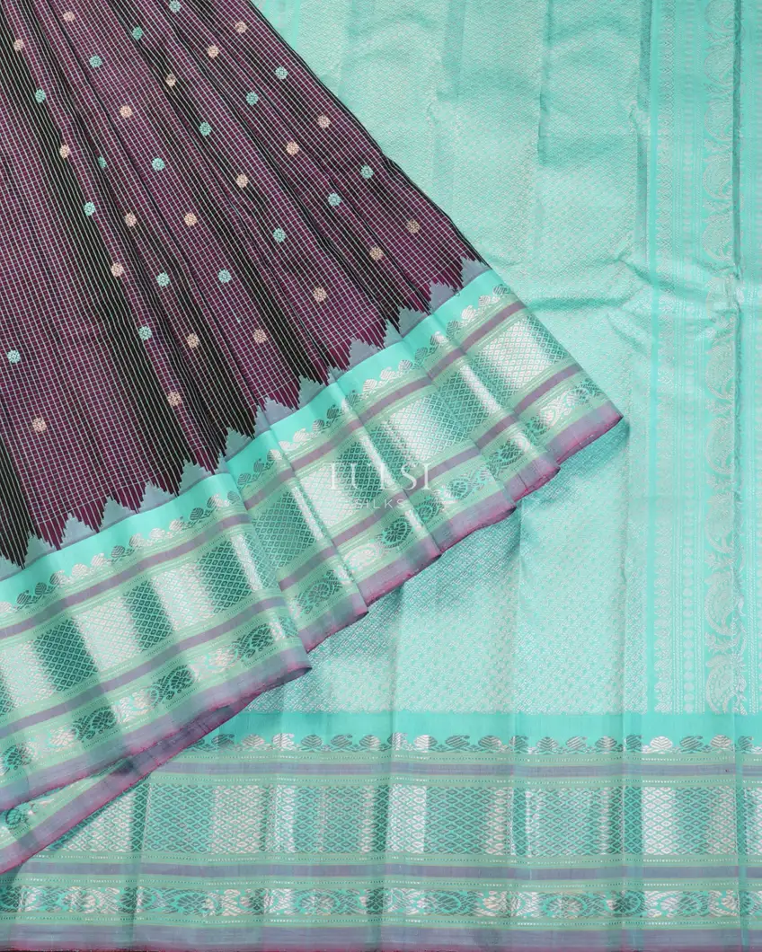 Purple Gadwal Silk Saree T5158094