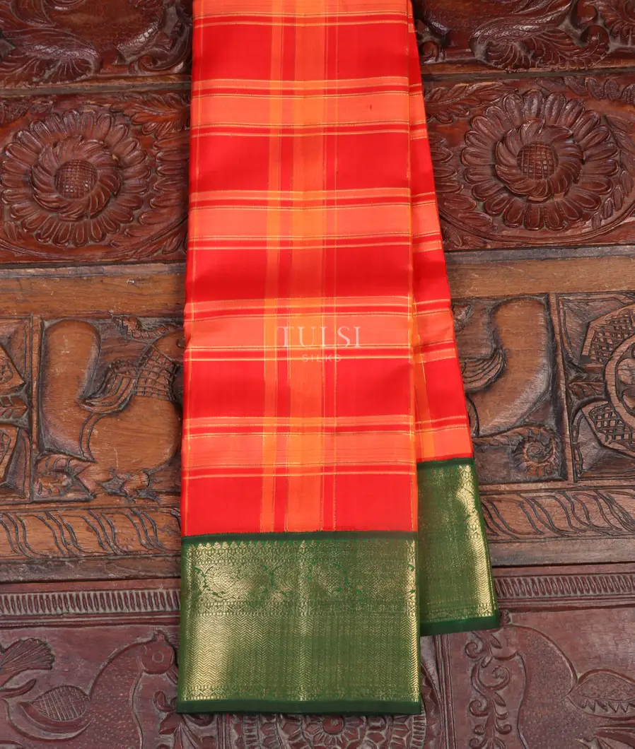 Red and Orange Kanjivaram Silk Saree T518245-image