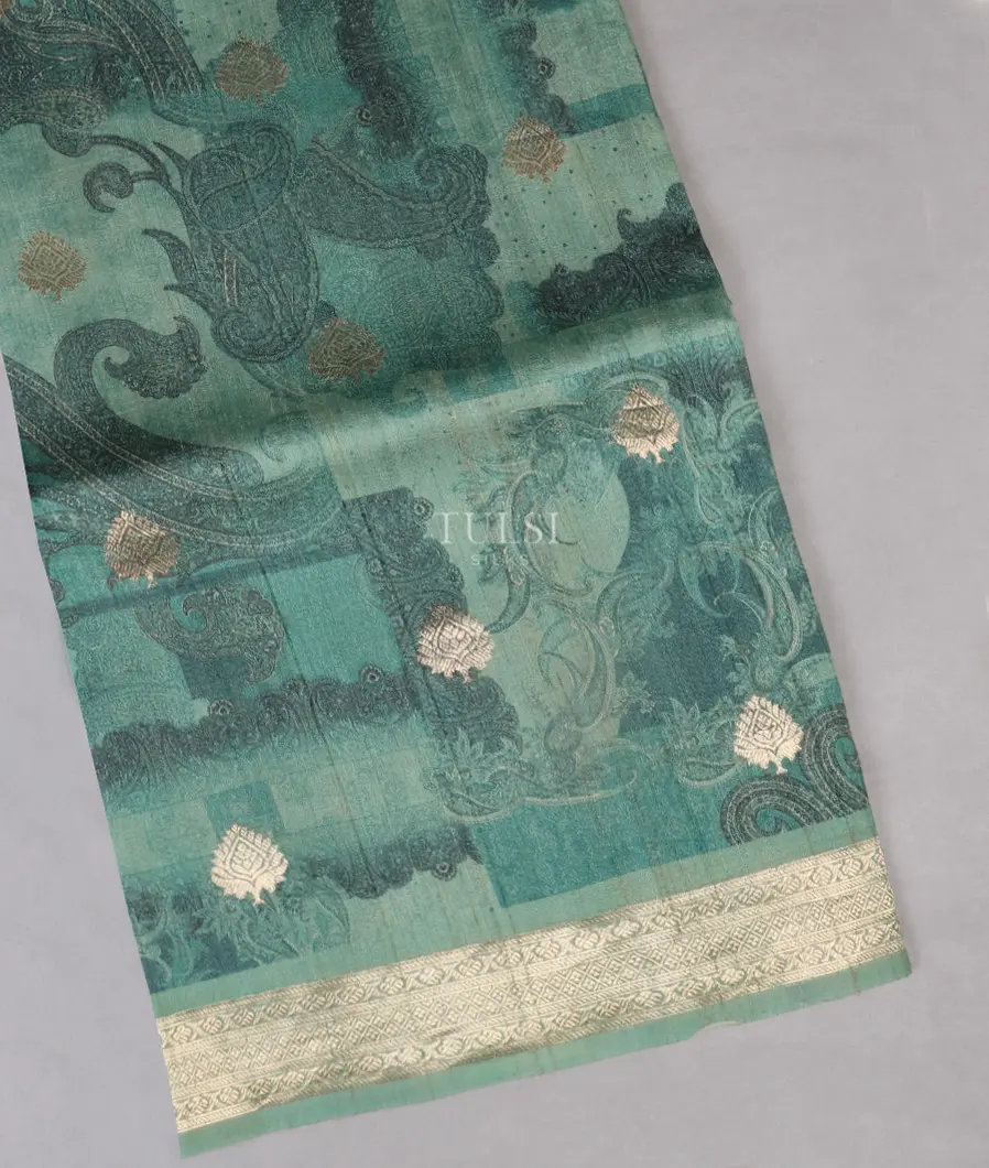 Blue Printed Banaras Tussar Georgette Saree T503586-image