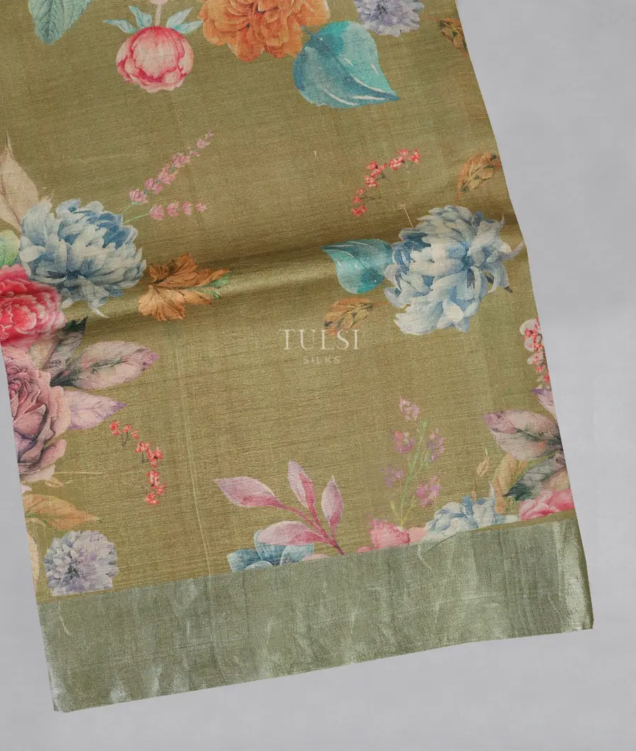 Green Tussar Printed Saree T511887-image