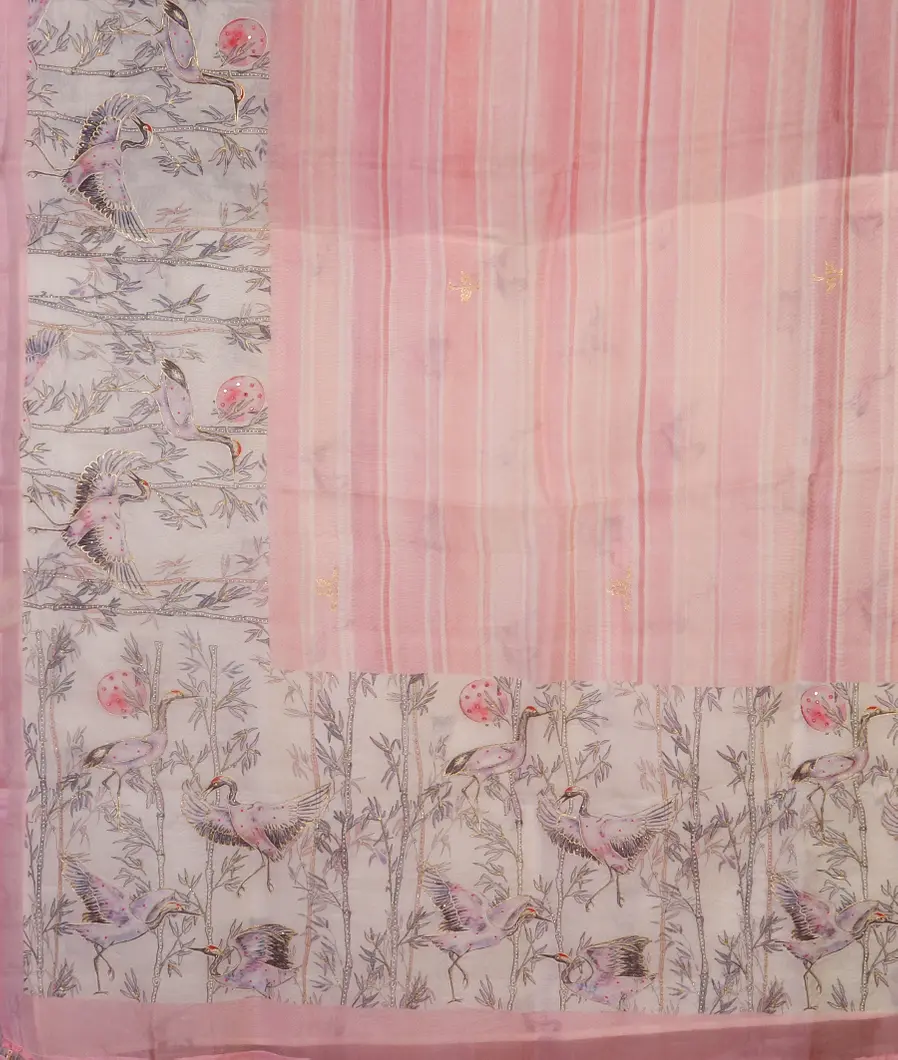 Pink Kora Organza Printed Saree T5248774