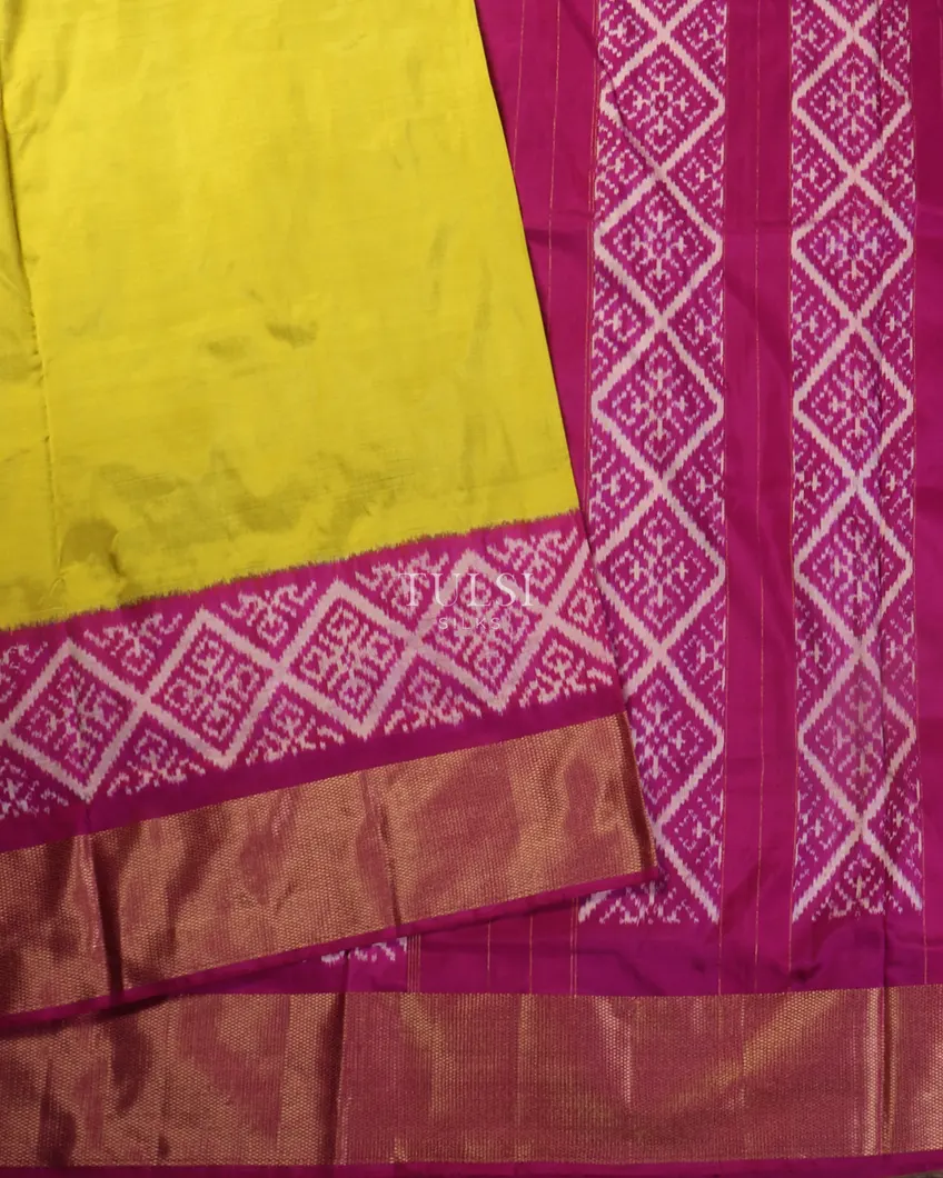 Parrot Green Ikat Silk Saree T5345724