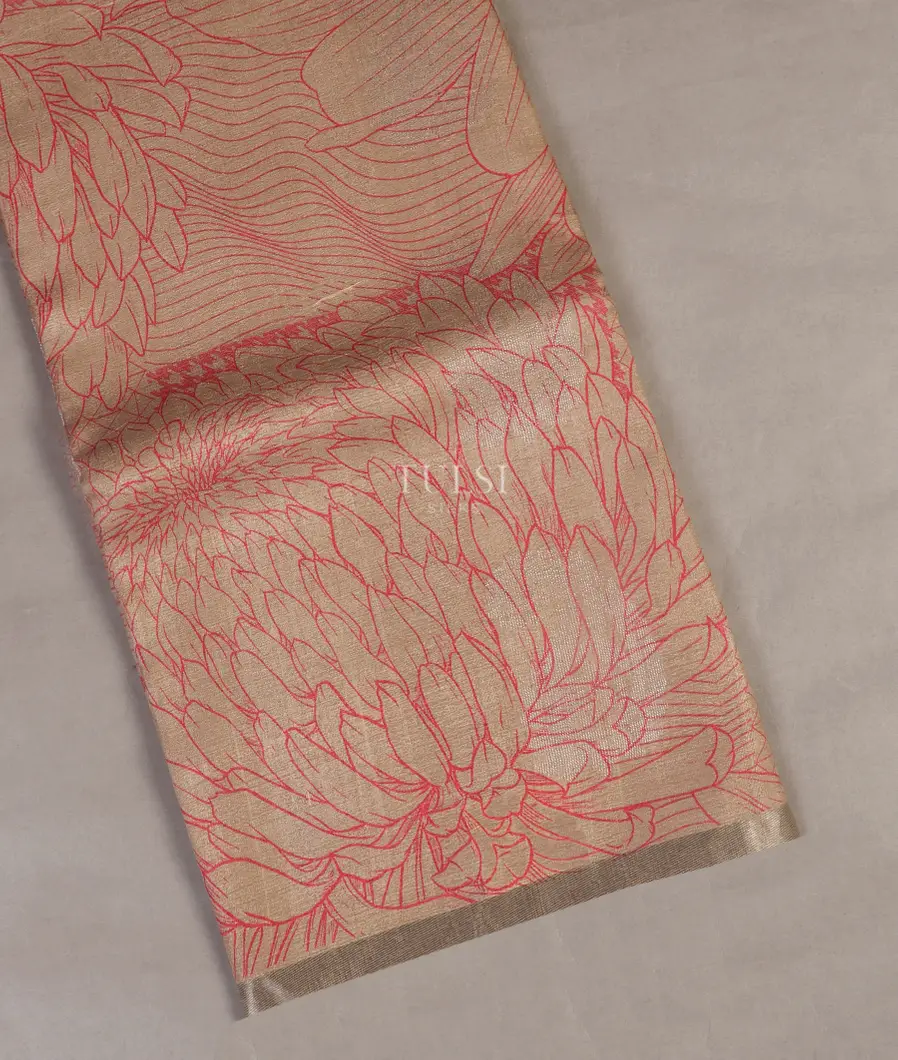Beige Tussar Printed Saree T512142-image