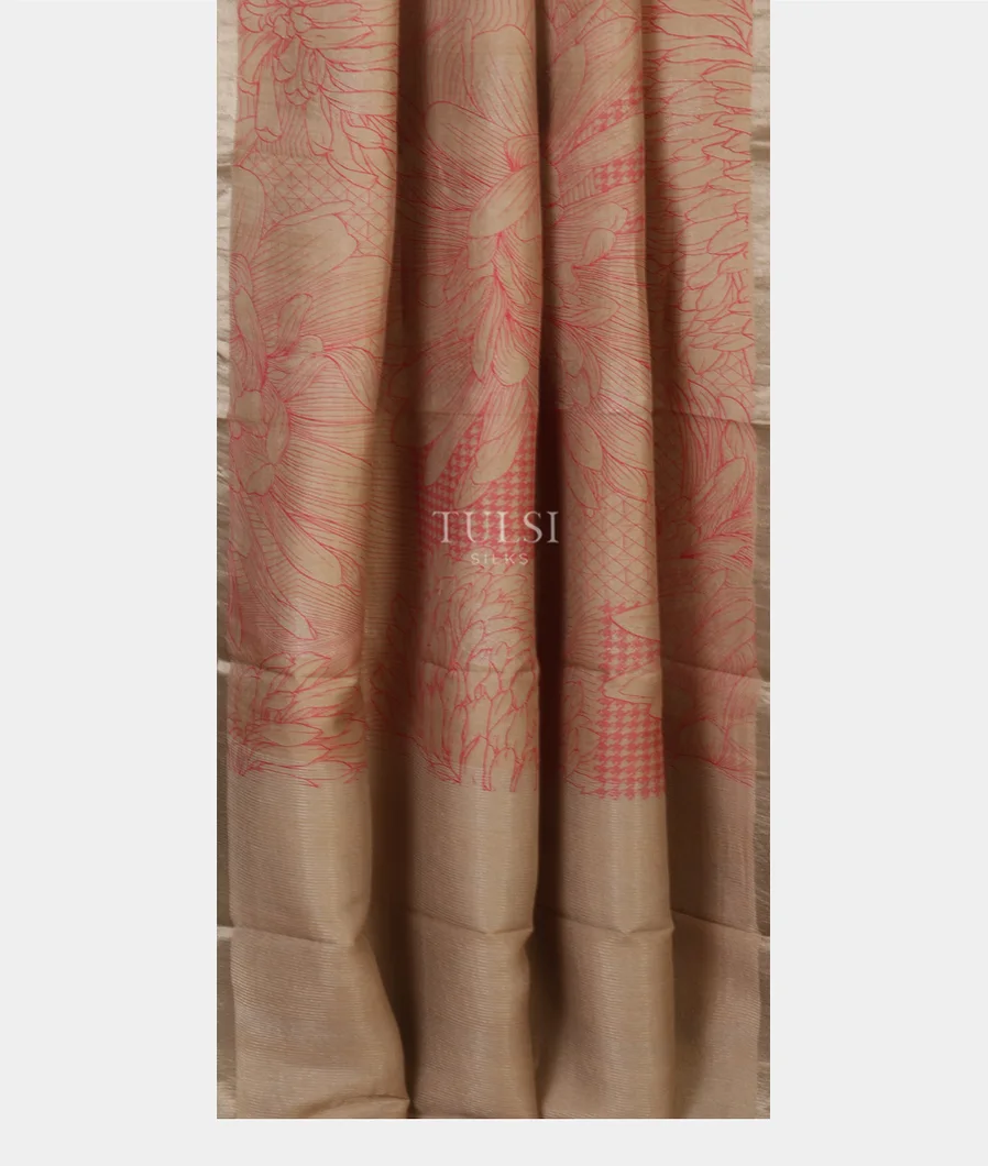 Beige Tussar Printed Saree T5121422
