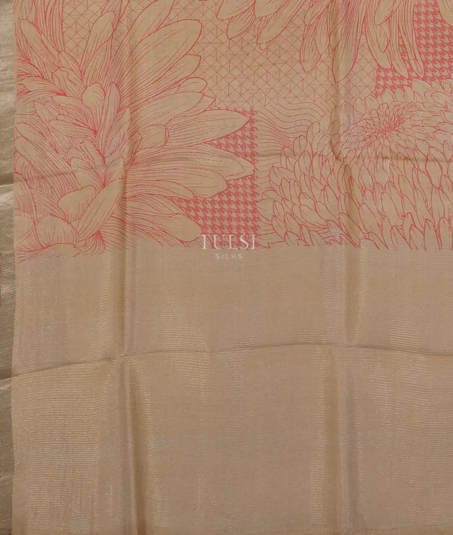 Beige Tussar Printed Saree T5121424