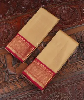 Beige Handwoven Kanjivaram Silk Dhoti and Vastharam T5187961