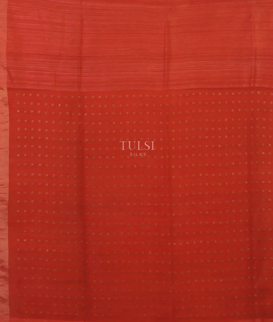 Red Handwoven Tussar Saree T4300194