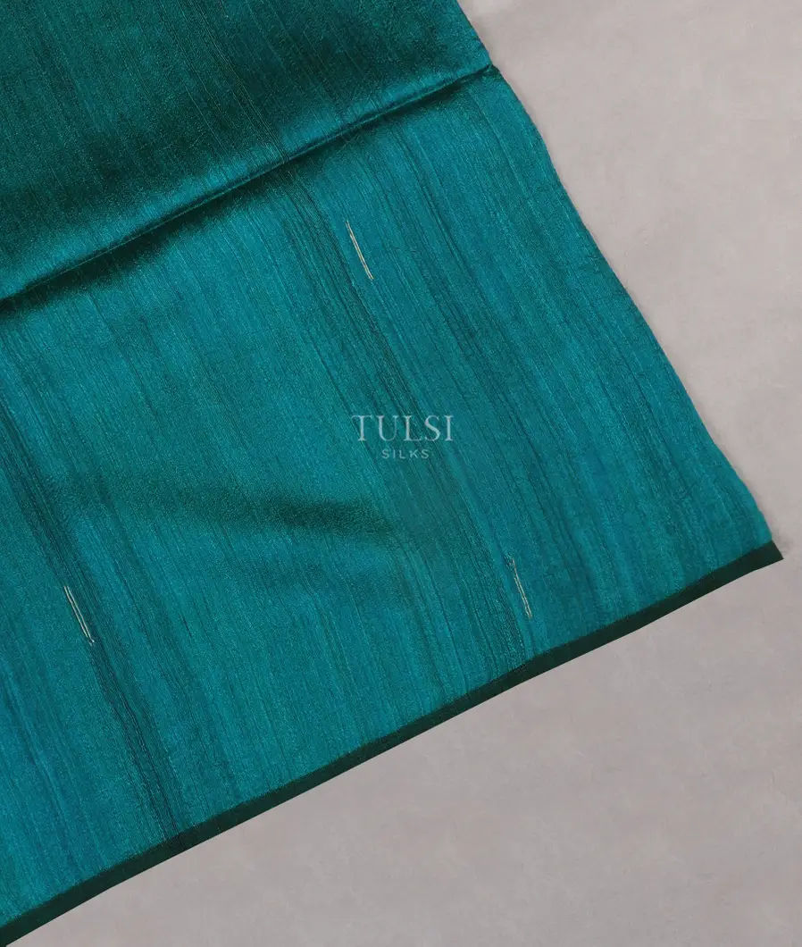 Bluish Green Handwoven Tussar Saree T512531-image