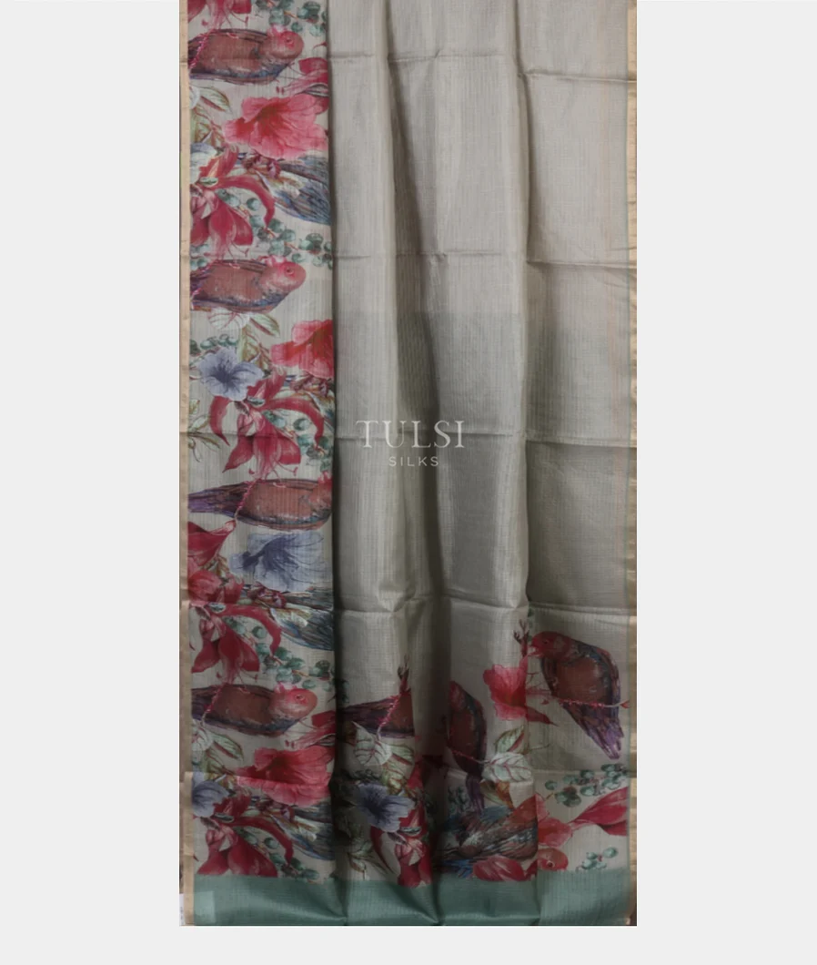 Light Grey Tussar Kota Saree T5232162