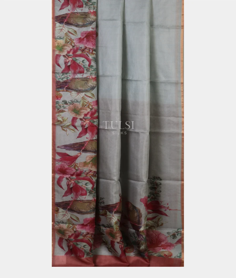 Light Blue Tussar Kota Saree T5232122