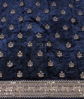 Blue Kora Organza Embroidery Saree T5383273