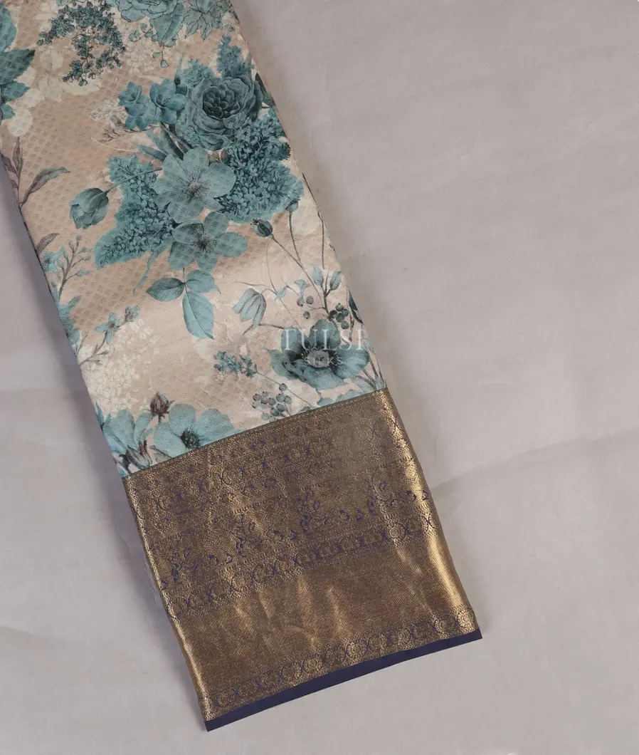 Grey Printed Soft Silk Saree T491565-image