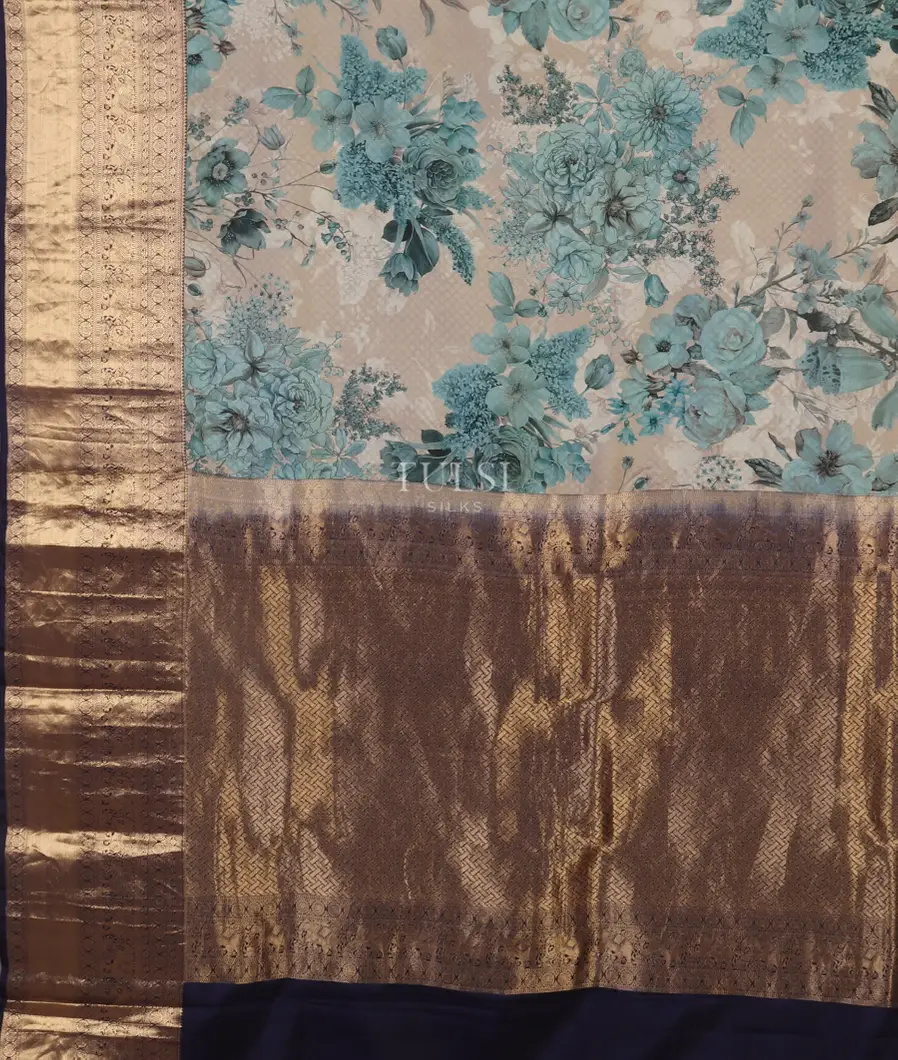 Grey Printed Soft Silk Saree T4915654