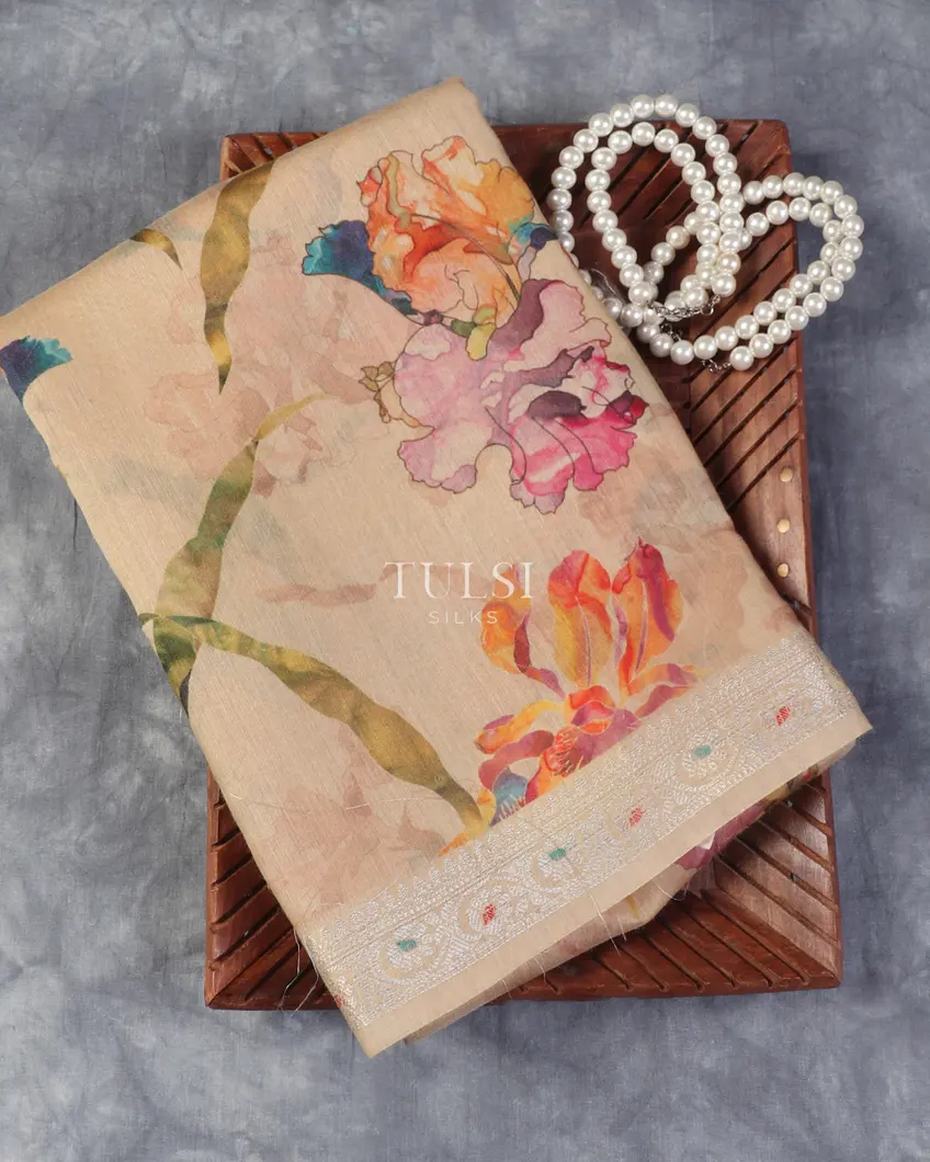 Beige Munga Tussar Silk Saree T532062-image