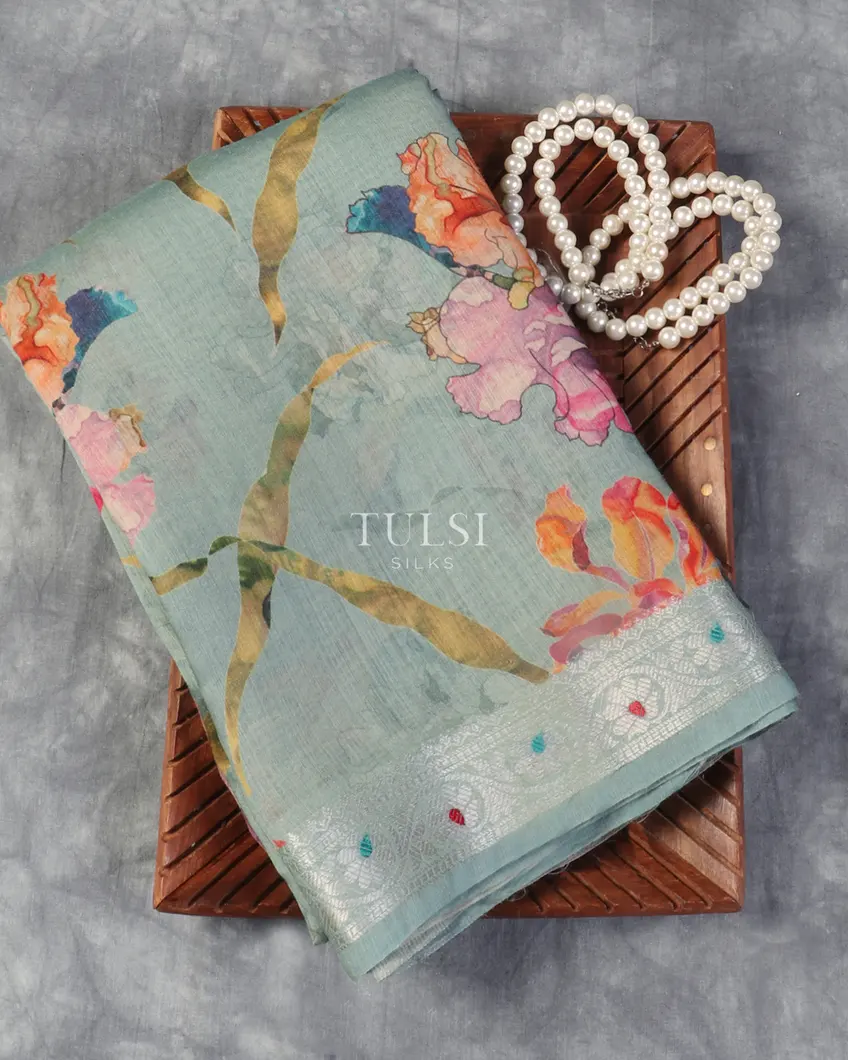 Blue Munga Tussar Silk Saree T532061 (Shipping 15 - 30 Business days)-image