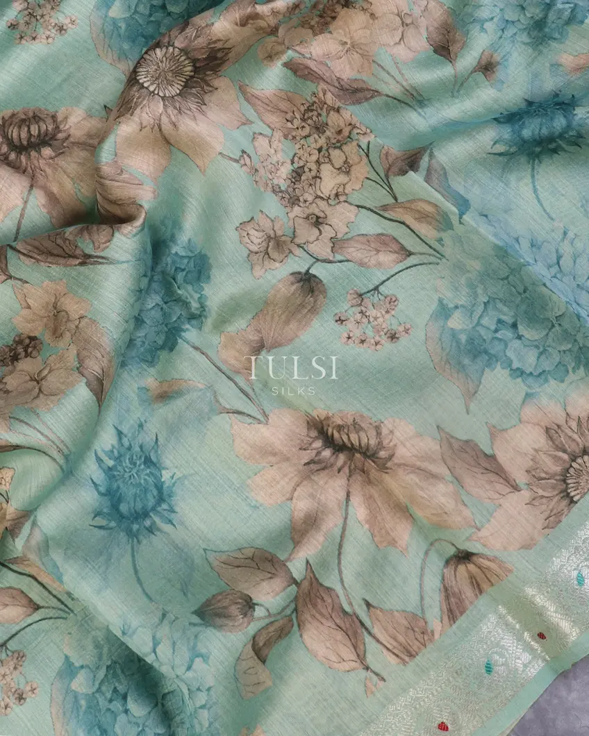 Blue Munga Tussar Silk Saree T5320414