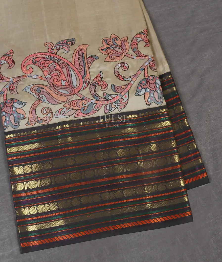 Grey Kanjivaram Embroidery Silk Saree T528213-image