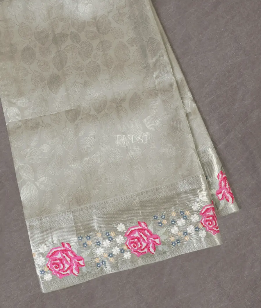 Grey Kanjivaram Embroidery Silk Saree T528206-image