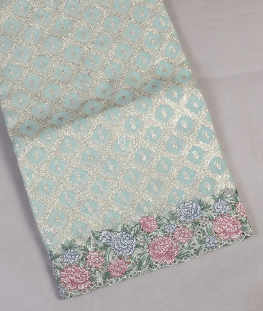 Blue Kora Organza Embroidery Saree T525190-image