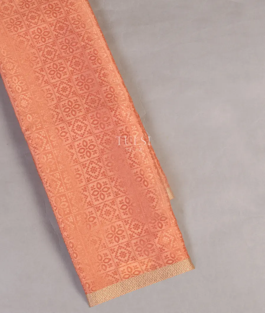 Peach Mysore Crepe Silk Saree T520377-image