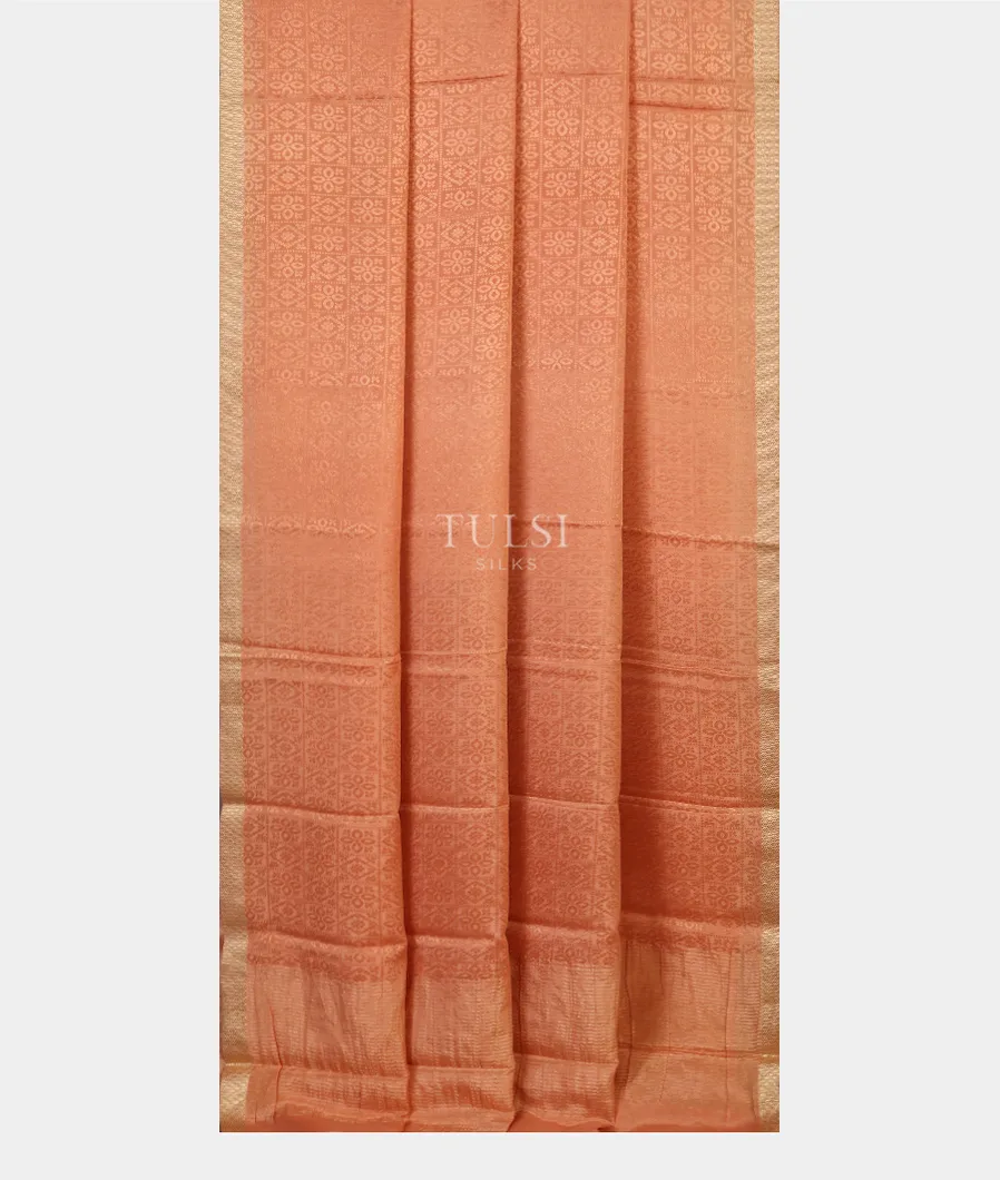 Peach Mysore Crepe Silk Saree T5203772