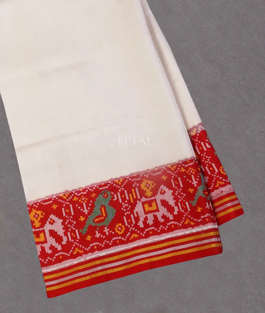 White Patola Silk Saree T529531-image
