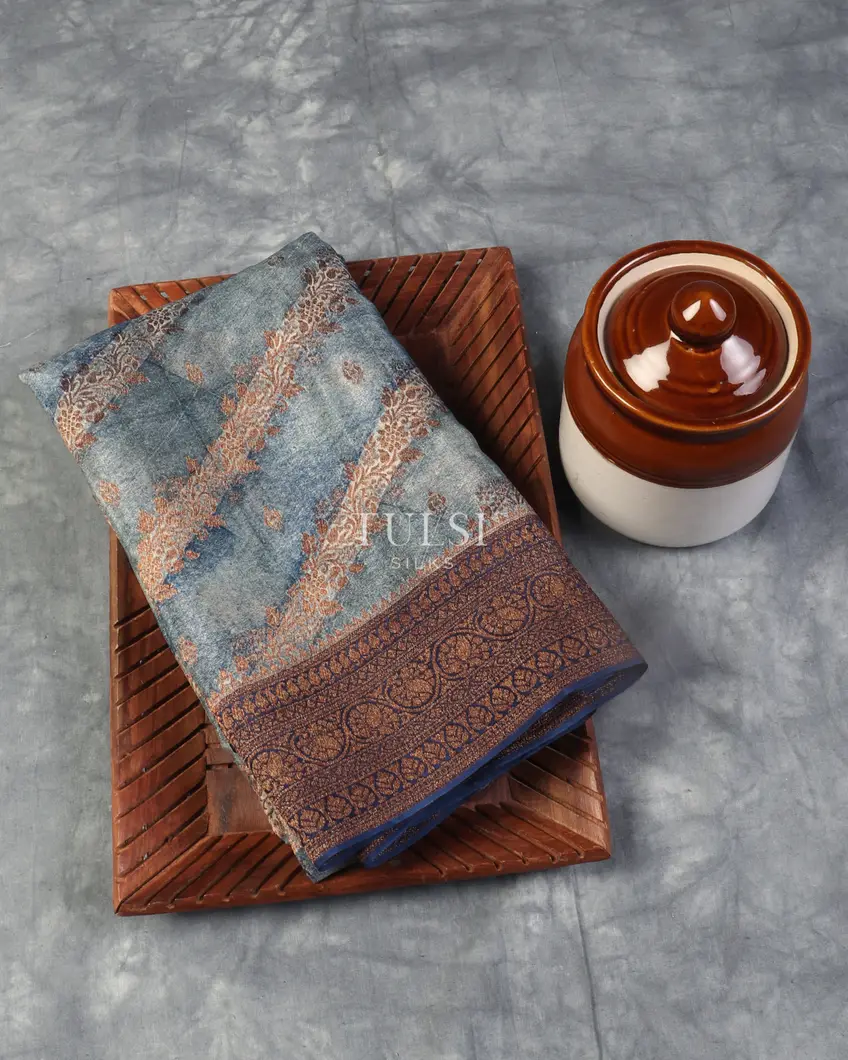 Blue Mysore Crepe Silk Saree T526030-image