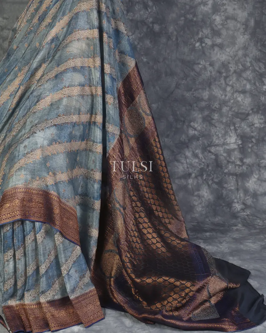 Blue Mysore Crepe Silk Saree T5260302
