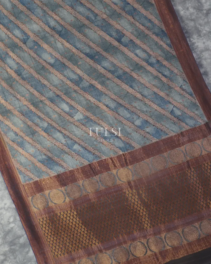 Blue Mysore Crepe Silk Saree T5260304