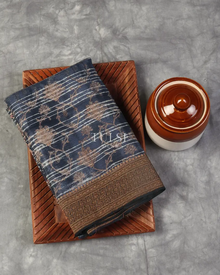 Blue Mysore Crepe Silk Saree T526027-image