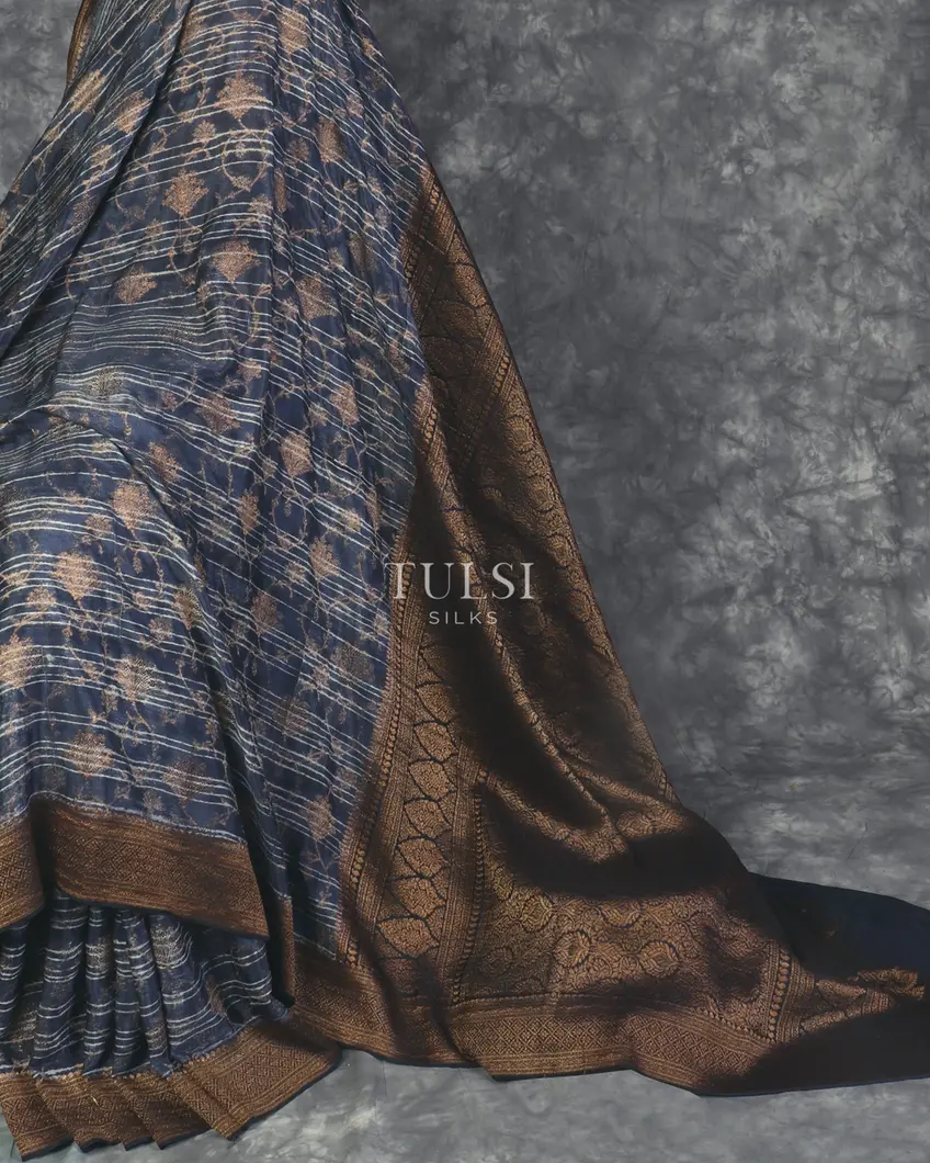 Blue Mysore Crepe Silk Saree T5260272