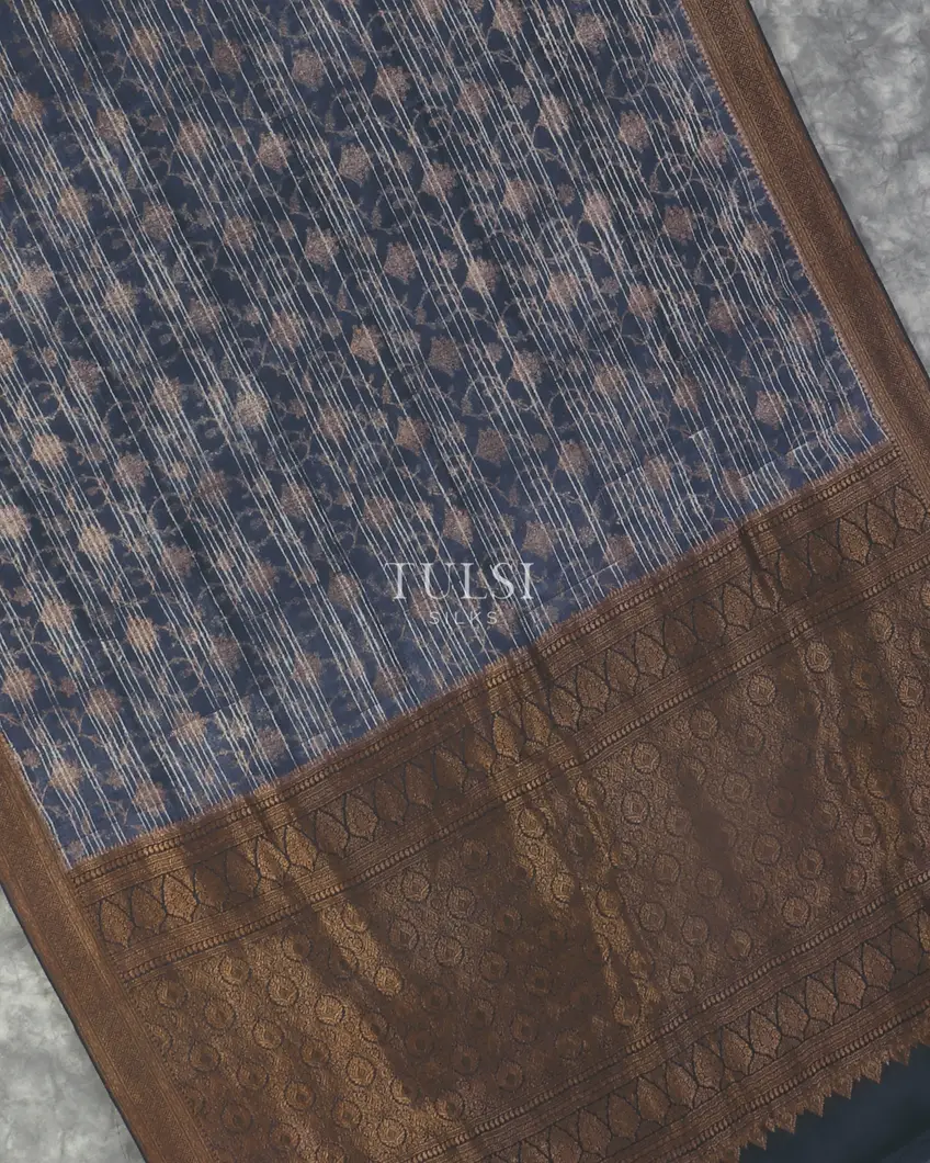 Blue Mysore Crepe Silk Saree T5260274
