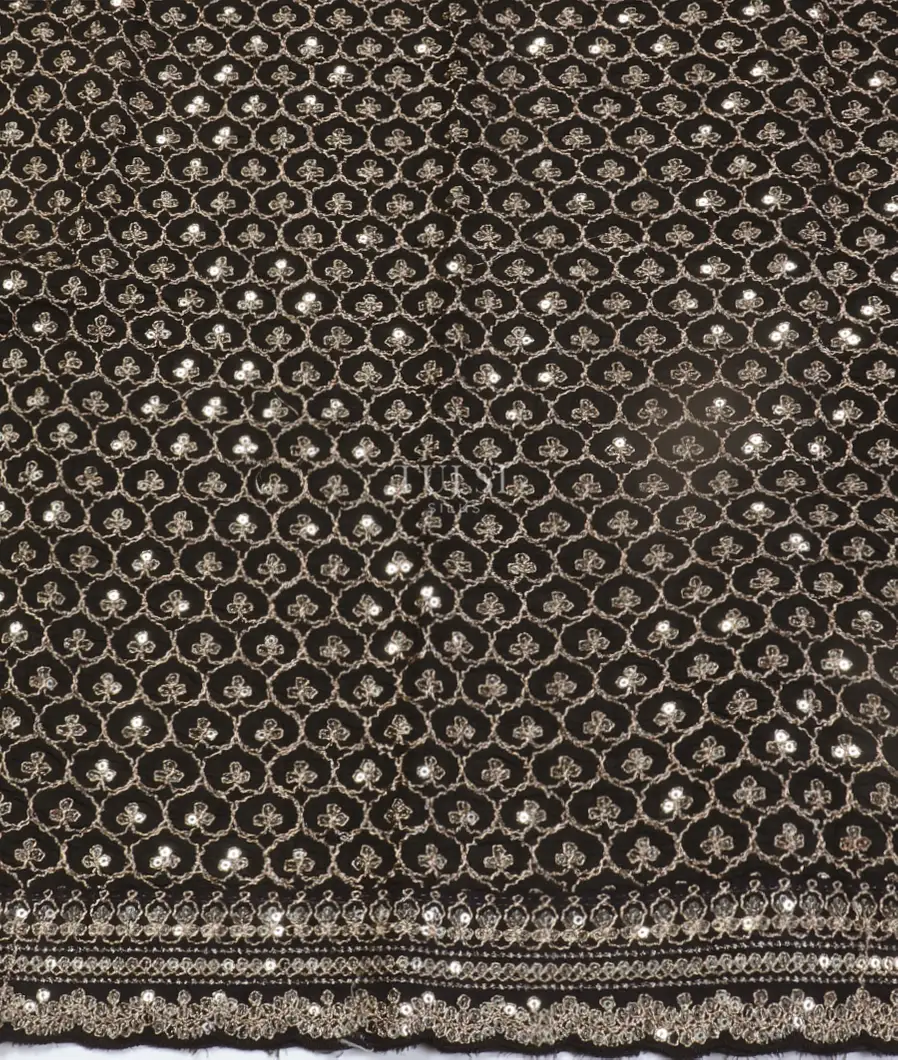 Black And White Kora Tissue Organza Embroidery Saree T5316733