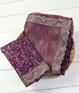Purple Kora Tissue Organza Embroidery Saree T5316971