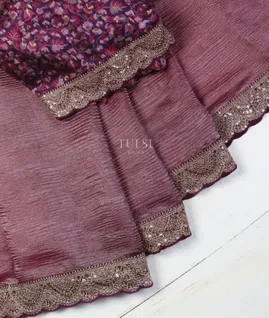 Purple Kora Tissue Organza Embroidery Saree T5316972