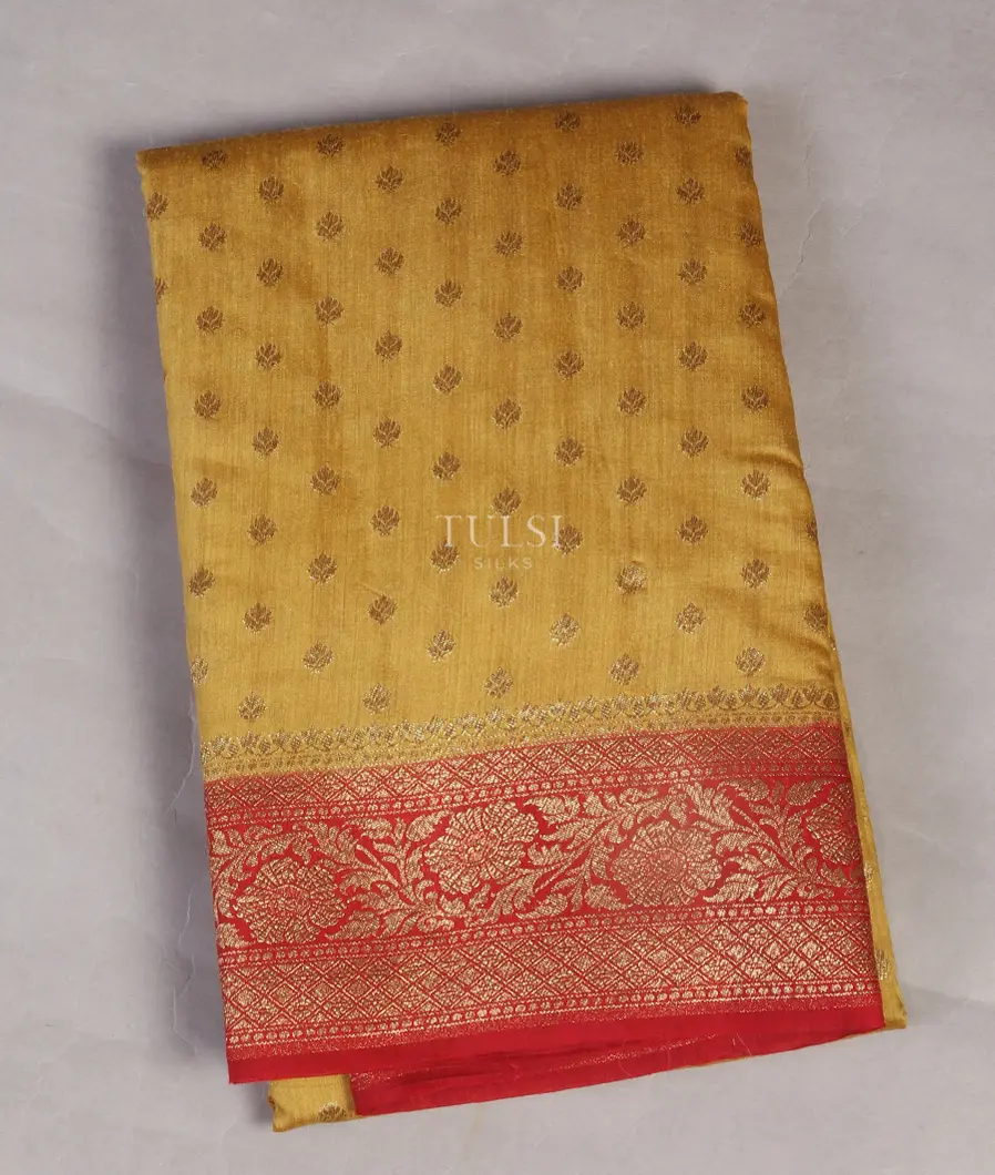 Yellow Banaras Tussar Saree T534370-image