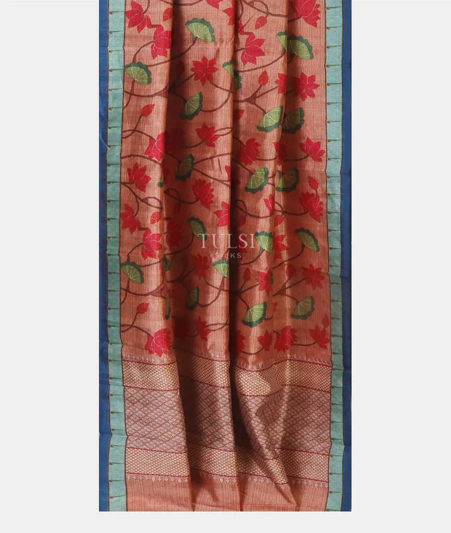 Salmon Pink Art Silk Saree T4682762