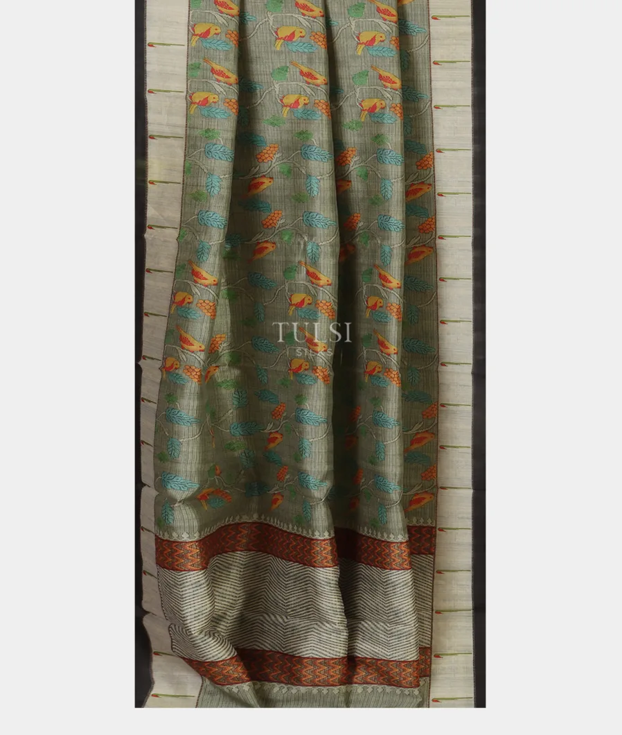 Grey Art Silk Saree T4682542