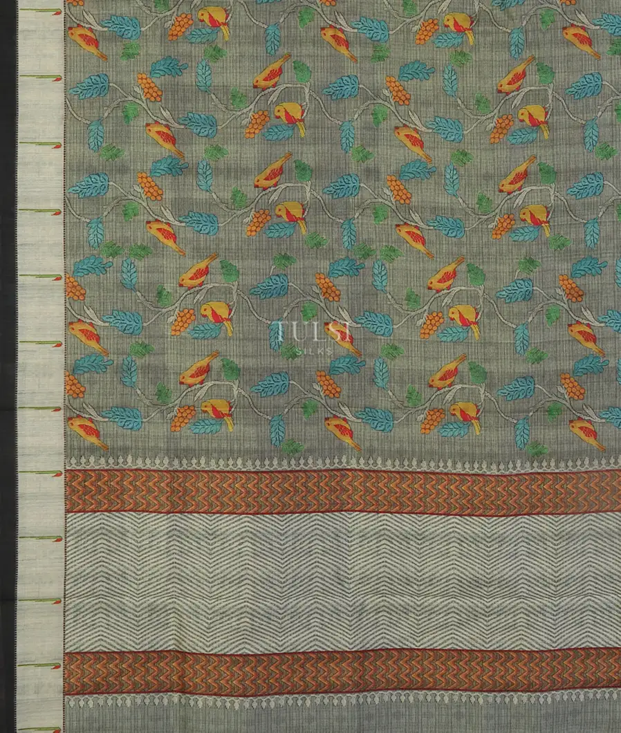 Grey Art Silk Saree T4682544